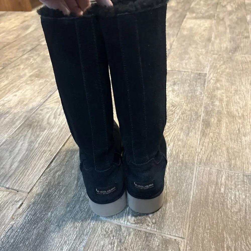 Koolaburra By Ugg Women’s Black Suede Lined Wedge Boots Size 7